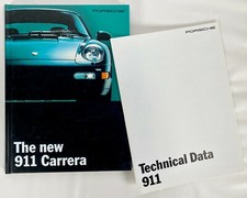 PORSCHE 911 Carrera Hardcover Brochure 1993 US Market w/Technical Data Sheet 