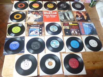 Lot 23 mainstream rock 7''s Survivor Santana Los Lobos Roxette Bryan Adams Rod St