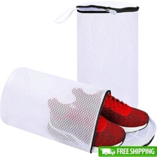 Shoe Washing Machine Bags 2PCS Honeycomb Mesh Zipper Sneakers Delicates New