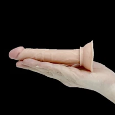 5" Slim Slender Realistic G-spot Anal Dildo Dong Cock with Suction Cup Base