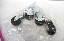 Lot of 4 Office Chair Wheel Replacement w Thin Threaded Stem 2" Dia Hard Plastic