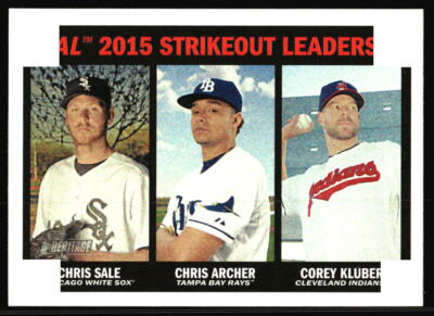 2016 Topps Heritage AL 2015 Strikeout Lead Chris Sale / Archer / Kluber #237
