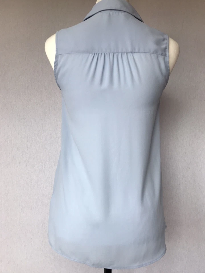 New Look Women’s Blouse Top Size 6 Blue Sleeveless Collared Casual - Image 3 of 4