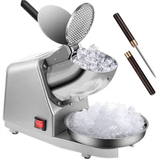 Electric Ice Crusher Shaver Machine Snow Cone Maker 143lbs Dual Blade & Ice Pick