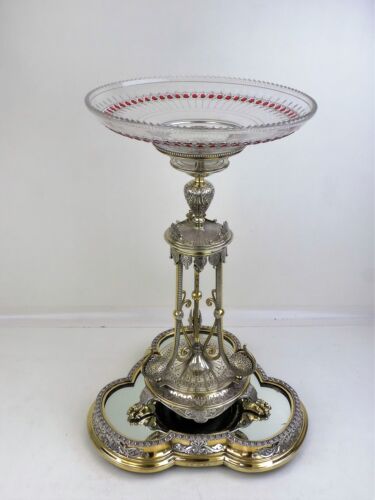 Magnifico centrotavola ELKINGTON ARGENTO DORATO E PLATEAU A SPECCHIO, 1865 Esposizione - Foto 3 di 12