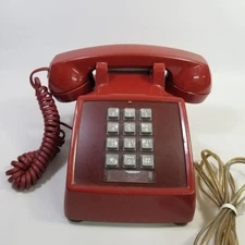 Vintage Western Electric Red Desk Phone Push Button 2500DM Bell System