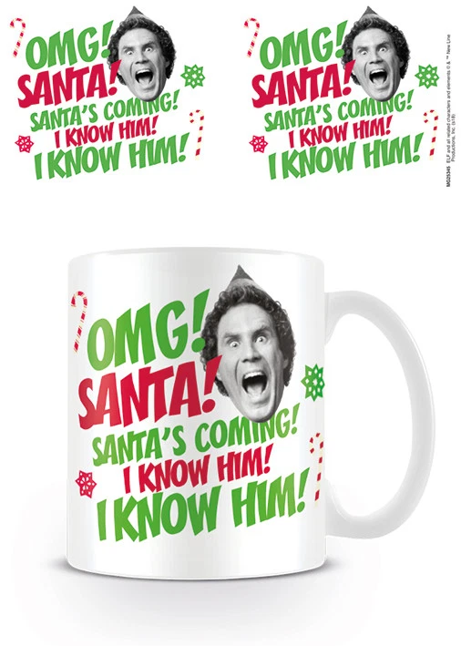 PYRAMID INTERNATIONAL ELF THE MOVIE OMG SANTA ! I KNOW HIM ! CHRISTMAS MUG GIFT BOXED 100 % OFFICIAL