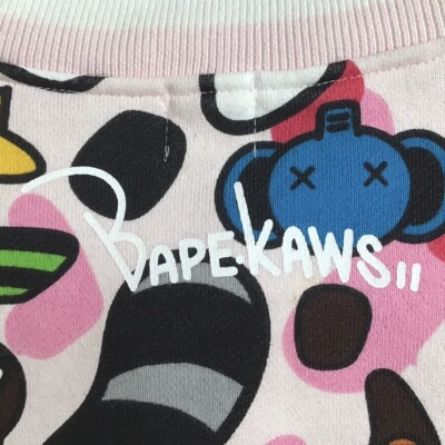 希少 スウェットスタジャン KAWS MILO Animal kingdom BAPE × KAWS Milo Animal Kingdom sweat varsity jacket Pink A