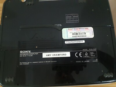 Sony VAIO PCG-721C QR10 – Laptop Vintage – Pour Pièces – Collection – Ne S'allume Pas