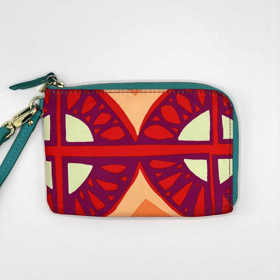 Fossil Key-Per Zip Around Wristlet Raspberry Print Pink/Orange/Turquoise SL4522 - Image 2 of 4