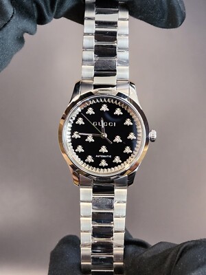 ★オニキスブラック★Gucci G-Timeless Quartz Watch GUCCI G-Timeless 38MM AUTO Black Onyx Stone Dial Unisex