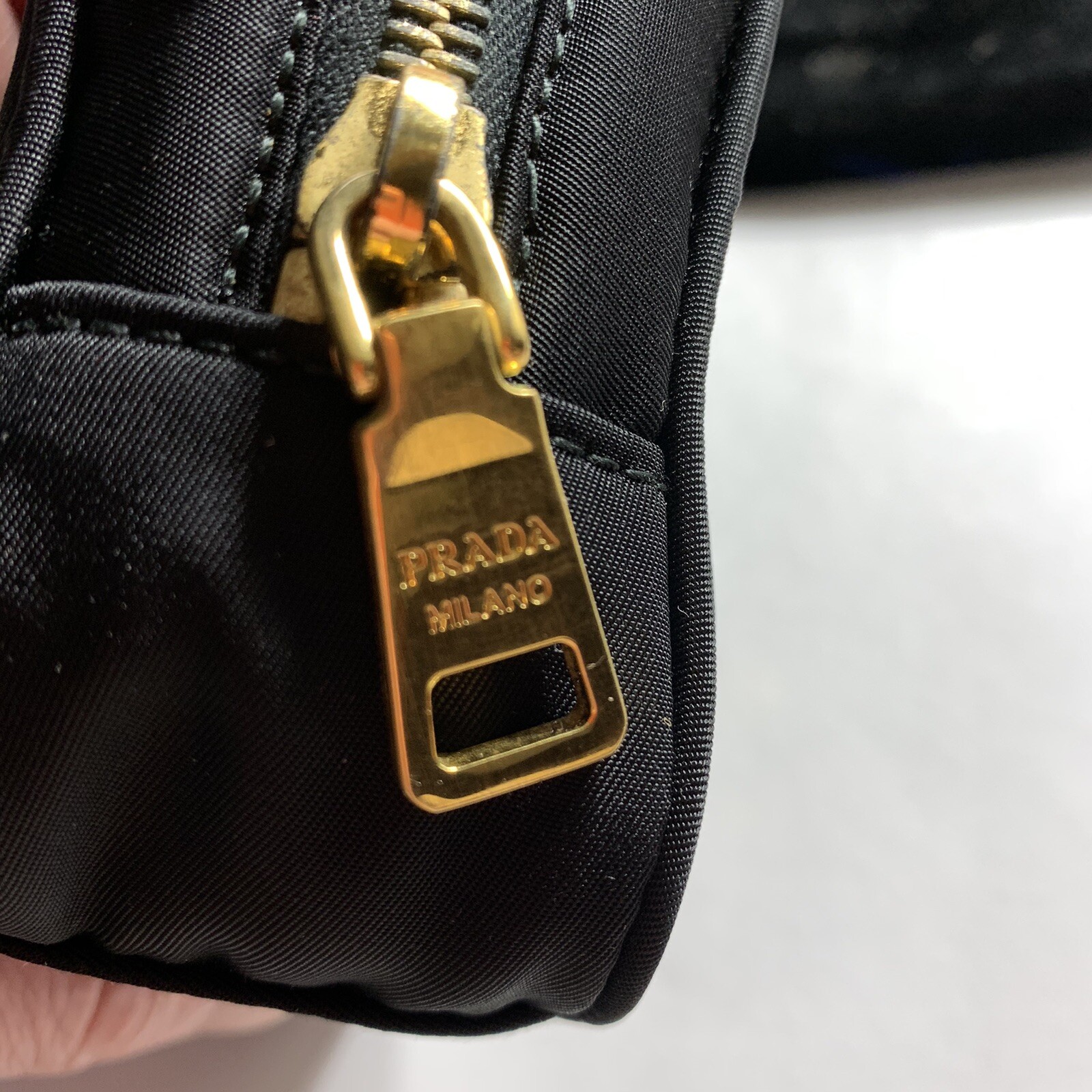 Prada Tessuto Crossbody Bag Leather Black in Nero Nylon with Gold