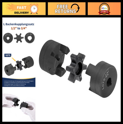 Flexible 1/2'' to 3/4'' L-Jaw Coupling Set with Buna-N Rubber Spider for Log Split