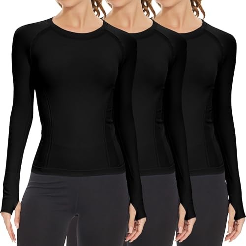 Long Sleeve Workout Tops for Women, Seamless Yoga Running Tops Breathable Ath...