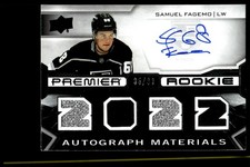2022-23 Upper Deck Premier Rookie Auto Quad Jersey Samuel Fagemo Rookie Auto /99