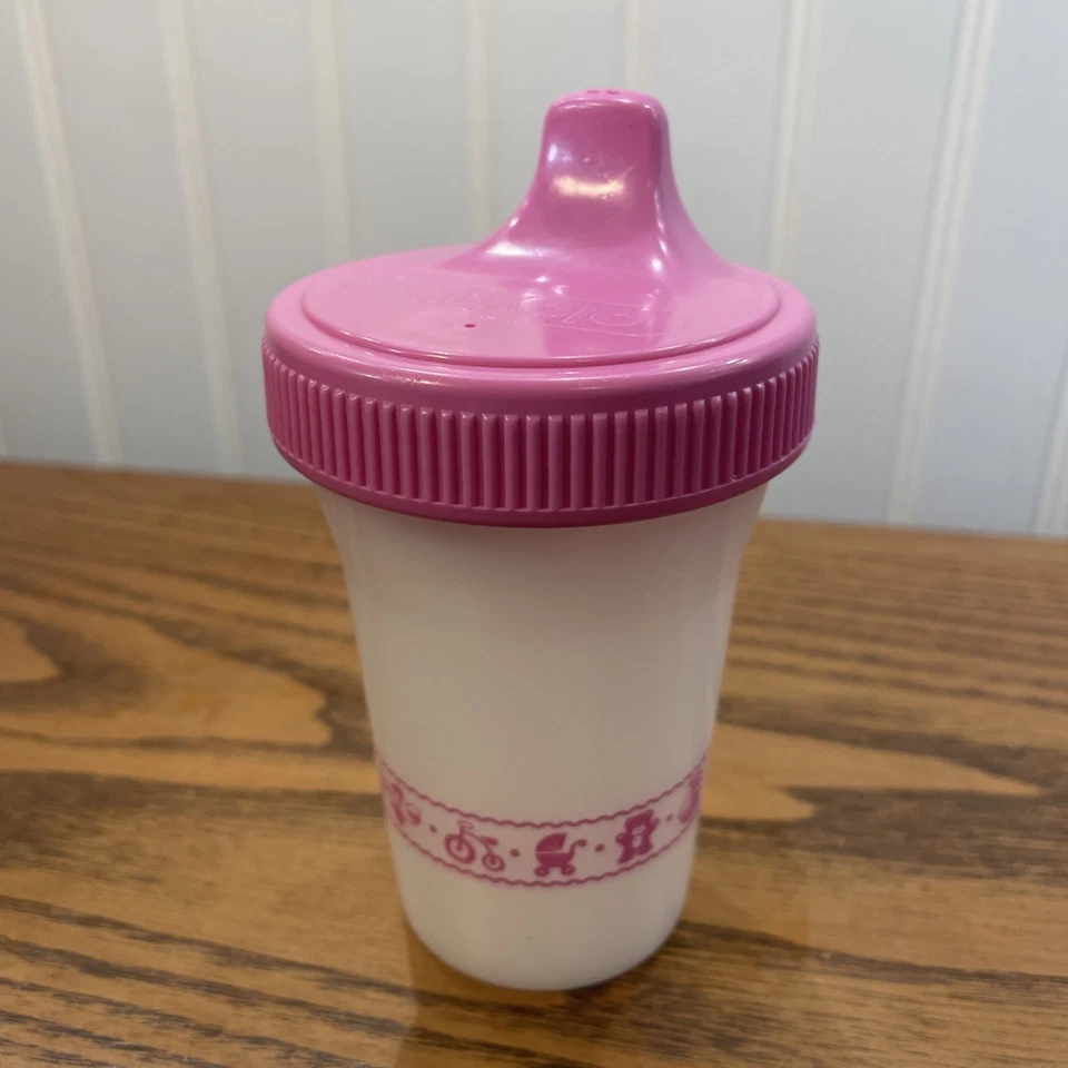 Taza para sorber vintage de plástico decorada rosa Playtex a prueba de derrames 6 oz EE. UU. Foto 2 de 4