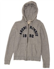 Abercrombie & Fitch Womens Muscle Zip Hoodie Sweater UK 14 Medium Grey DI14