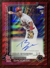 2025 Topps Chrome Update Thomas Saggese Red Wave Refractor Auto #/5 RC SSP