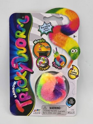 New In Package Rainbow Tricky Worm ''Magic Pet Worm'' On A String - Package Wear 