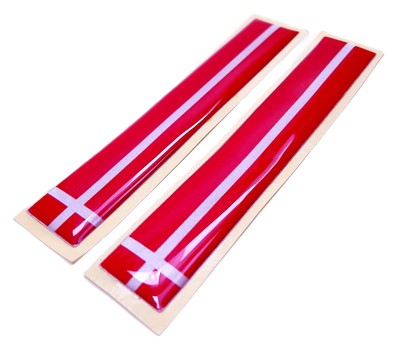 DANISH DENMARK FLAG 3D EPOXY CAR EMBLEM SET (2) FLEXIBLE DURABLE WATERPROOF