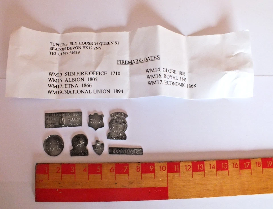 SUPERB VINTAGE DOLLS HOUSE MINIATURES FIRE INSURANCE SIGNS PLAQUES SEALS (CD) - Image 2 of 3