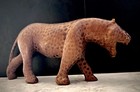 Vintage Hand Carved Wooden Leopard Figurine African Folk Art Roaring Safari 9” — photo 5