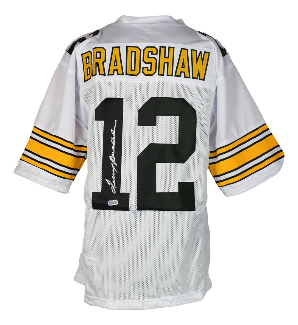 Terry Bradshaw Autographed Signed Pittsburgh Steelers Pittsburgh White Football Jersey BAS 