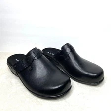Aravon Power Comfort Strap Mule/Clog Black Leather Size 6