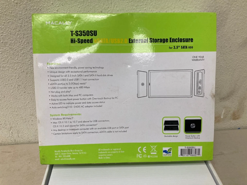 Macally T-S350SU Hi-Speed eSATA/USB2.0 External Storage Enclosure for 3.5inch SA - Image 3 of 4