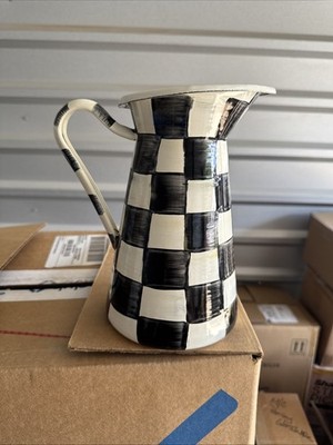 MacKENZIE CHILDS SMALL 3 CUP COURTLY CHECK ENAMEL PRACTICAL PITCHER