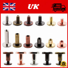10-50 Sets Leather Craft Screw Rivets 4-10mm Shaft 9.5mm Round Head Fasteners UK