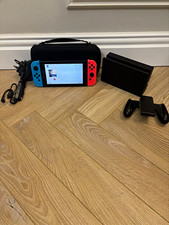 Nintendo Switch 32GB Console Neon Red/Blue Joy-Con Dock Grip Case AC Adaptor