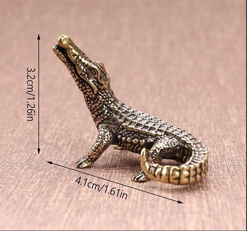 Vintage Bronze Crocodile Figurines Statue Desk Ornaments Home Feng Shui Decor - Picture 1 of 6