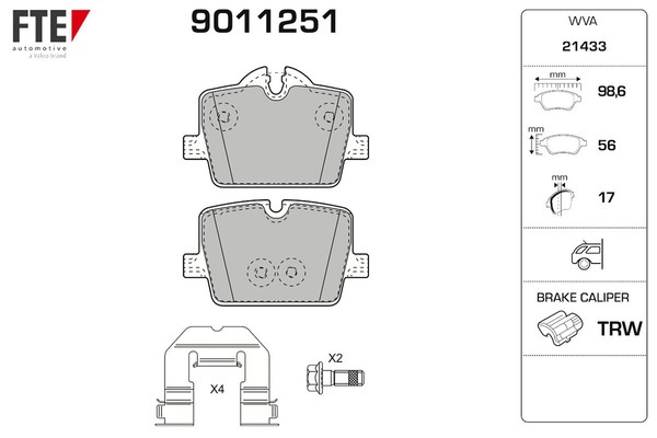 FTE Bremsbelagsatz Scheibenbremse 9011251 FüR BMW 3Er Touring G21 G81 G20 G80 Z4-image
