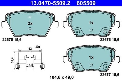 ATE 13.0470-5509.2 Ceramic Belagsatz für HYUNDAI KIA