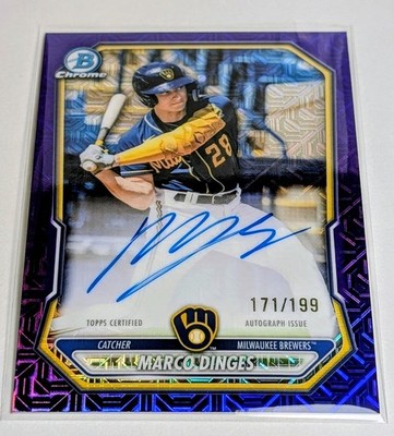Topps Bowman 2026 Chrome Purple Mojo Refractor Marco Dinges Auto 171/199 Brewers