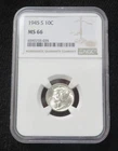1945 -S Mercury Dime MS66 *NGC Graded*