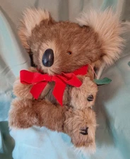 Vtg Plush Real Fur Koala Bear Australia Stuffed Animal Realistic 12” Hard Body
