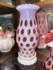 Fenton Cranberry Opalescent Coin Dot Fairy Lamp 13”  Vintage No Chips Or Cracks
