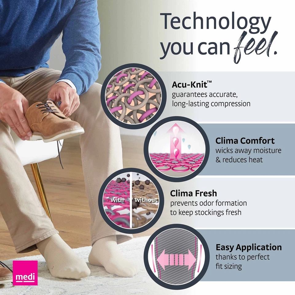 Calcetines de compresión activos hasta la rodilla 20-30 mmHg para hombre y mujer - cómodos... Foto 3 de 3