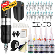 STIGMA Cordless Tattoo Gun Kit Complete with Pro Machine Pen, 1400 mAh Silver