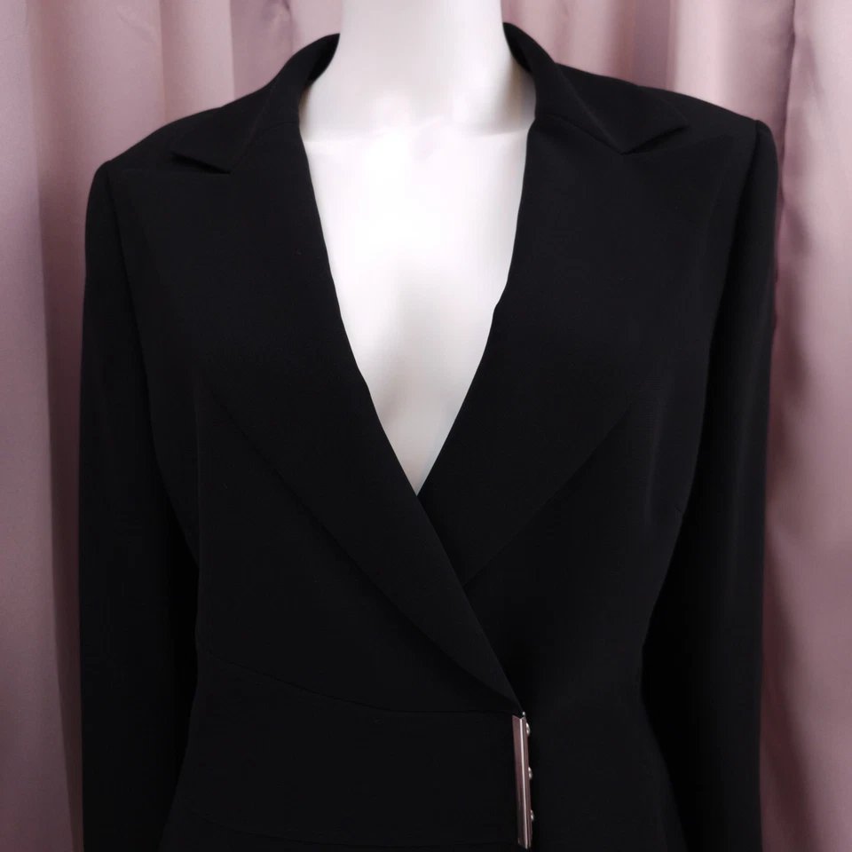 Conjunto de traje falda lápiz forrada manga larga solapa muesca negra Stresa para mujer 16 nuevo con etiquetas Foto 3 de 4