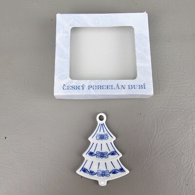 Vintage Cesky Porcelan Dubi Christmas Tree Ornament Jablicko Czech Republic RARE