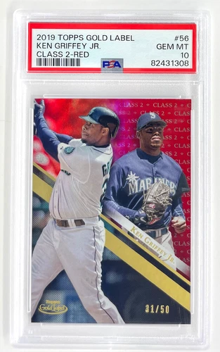2019 Topps Gold Label KEN GRIFFEY JR. PSA 10 GEM Class 2, Red 31/50 Mariners #56