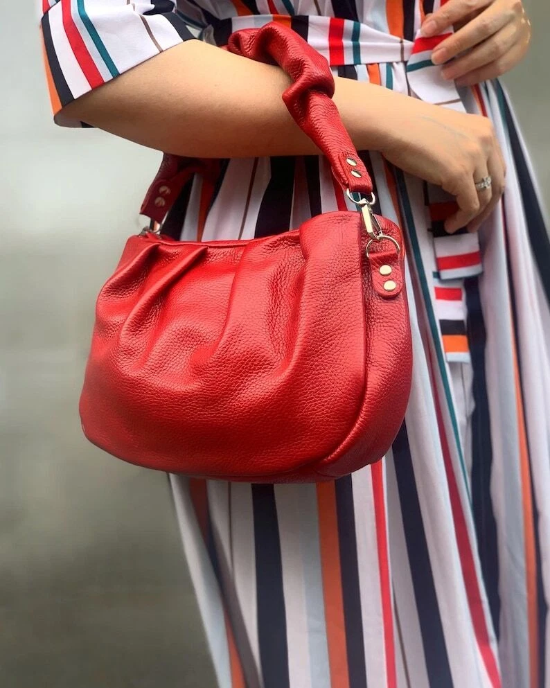 COACH Borsa a mano donna in pelle con ciottoli arancione tracolla tote bag