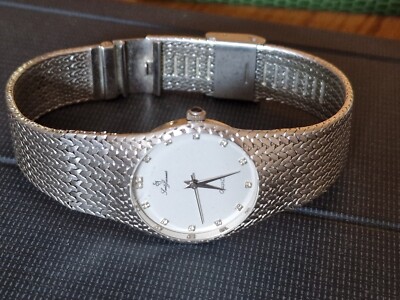 Vintage Santo Joannes Diamond Quartz Silver Mesh Rare Men's Wrist Watch