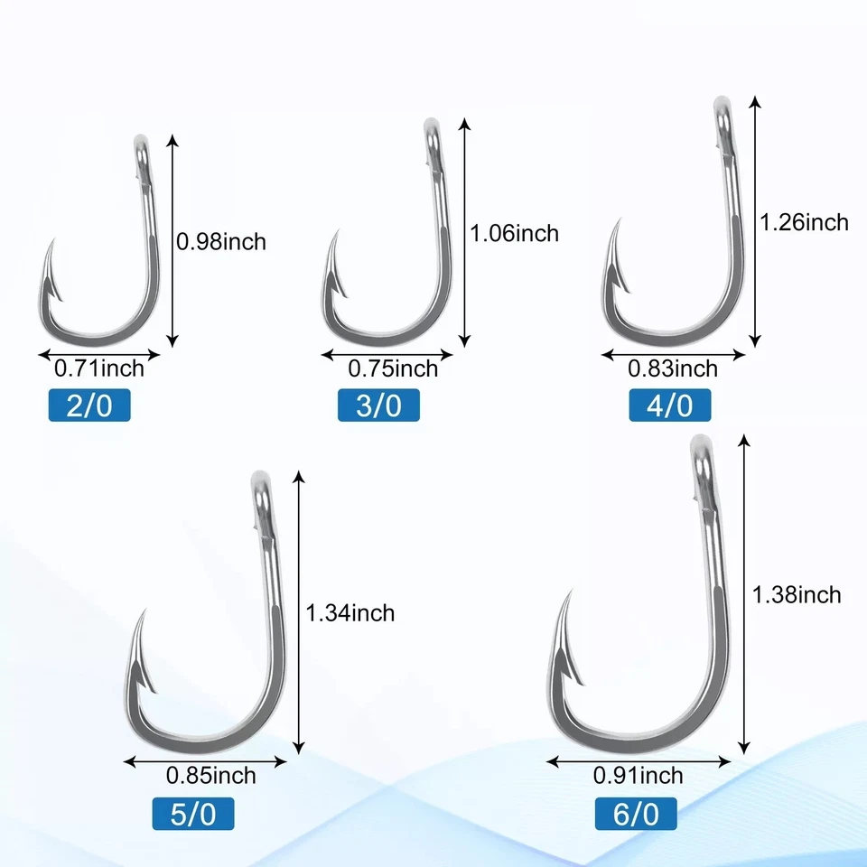 20x 10884 Stainless Steel Fishing Hooks Tuna Shark Big Game Saltwater  2/0 6/0 - image 2 of 3