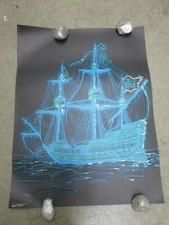 1971 black light poster vintage peace ship of love C675