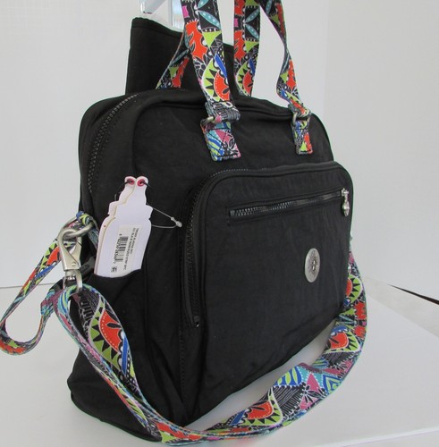 Kipling Alanna Black Mesmerized Strap Diaper Bag Travel Bag Weekender NWT - Picture 3 of 16