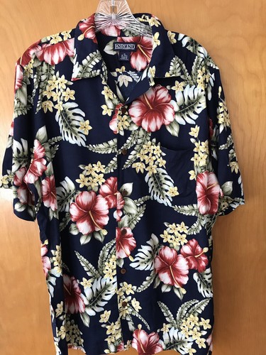 LANDS END Mens Size M 15-15.5 Navy Blue 